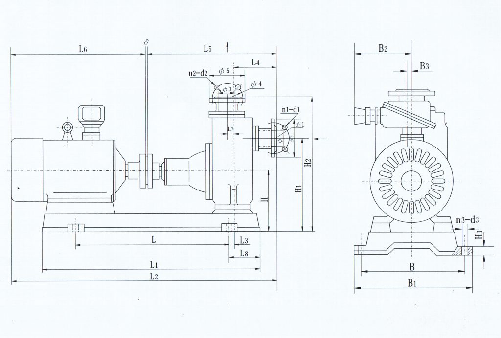 CYZ-A型自吸式離心油泵安裝尺寸圖 CYZ-A型自吸式離心油泵安裝尺寸圖